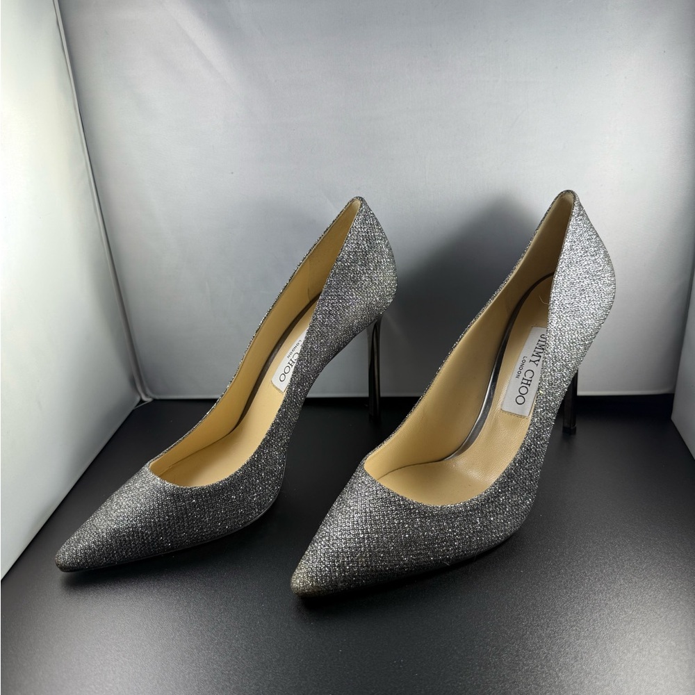 Jimmy Choo Romy Silver Glitter Women's Heels
